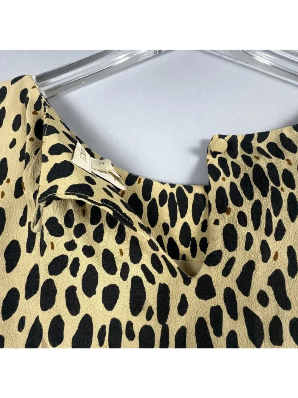 J. Crew Dress Size 4 Shift Leopard Print Beige/Black 3/4 Sleeve Patch Pockets